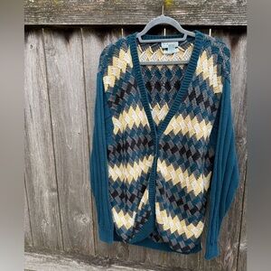 90s vintage Izod hand-knit cardigan sweater